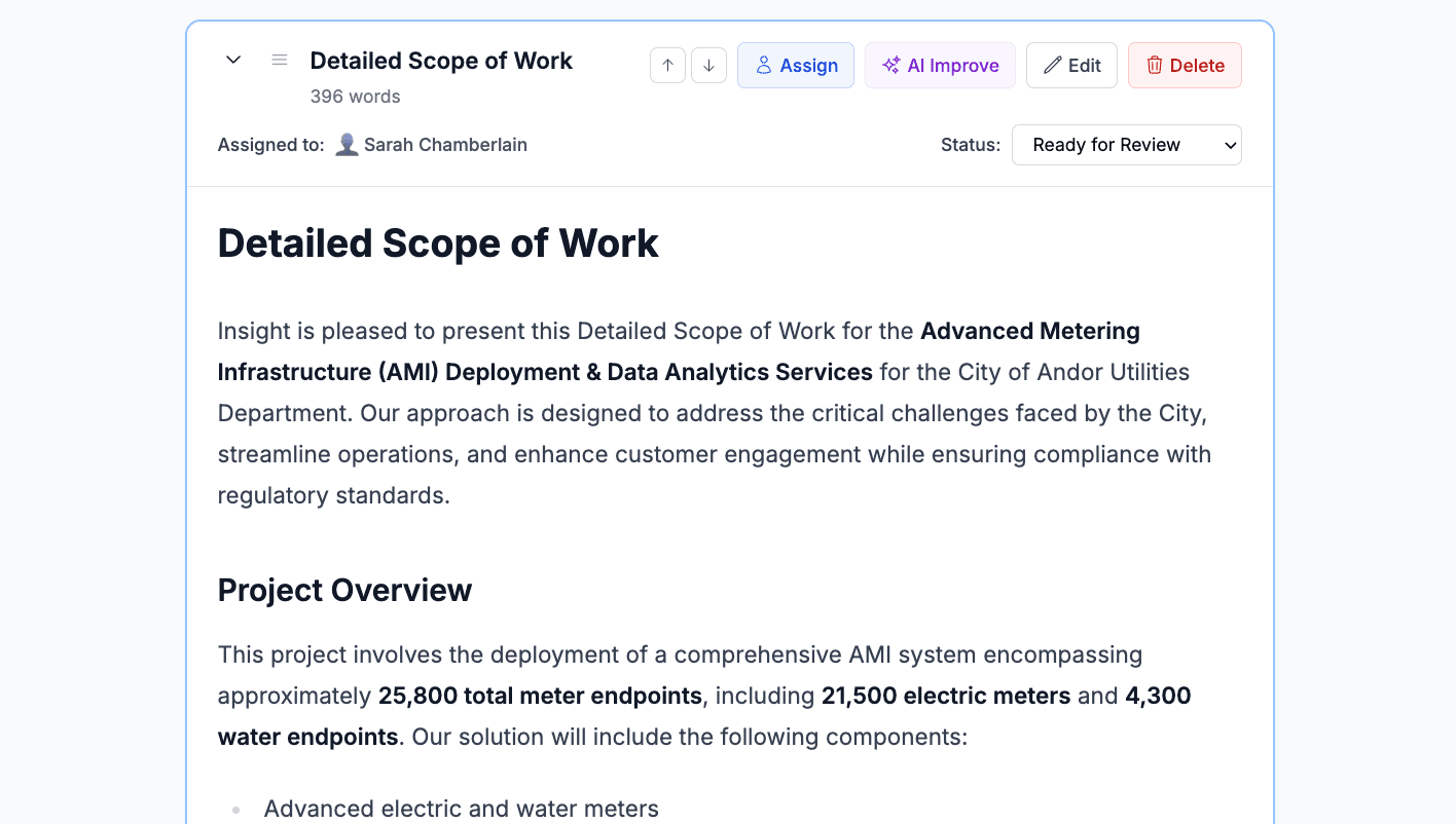 Bidara proposal review and export for SLED contractors